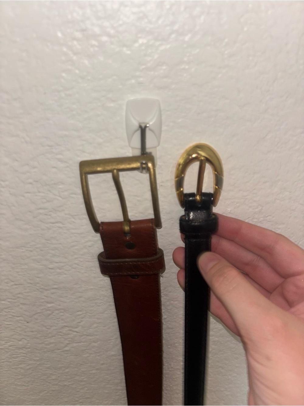 Two Genuine Leather Belt Set with Gold/Brass Hardware- Black and Brown Bundle